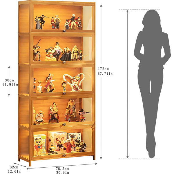 Ivy Bronx Curio Display Cabinet, 5-Tier Storage Shelves With